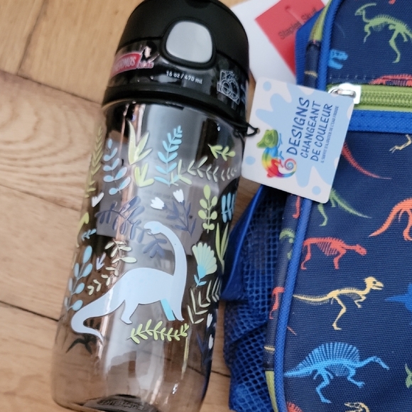 BUNDLE/3-ITEMS/Kids Dinosaur Lunch Bag and Water Bottle & Rule - Navy Multicolor - Picture 2 of 11